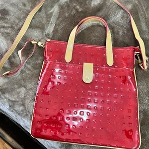 Arcadia patent leather crossbody bag-Red